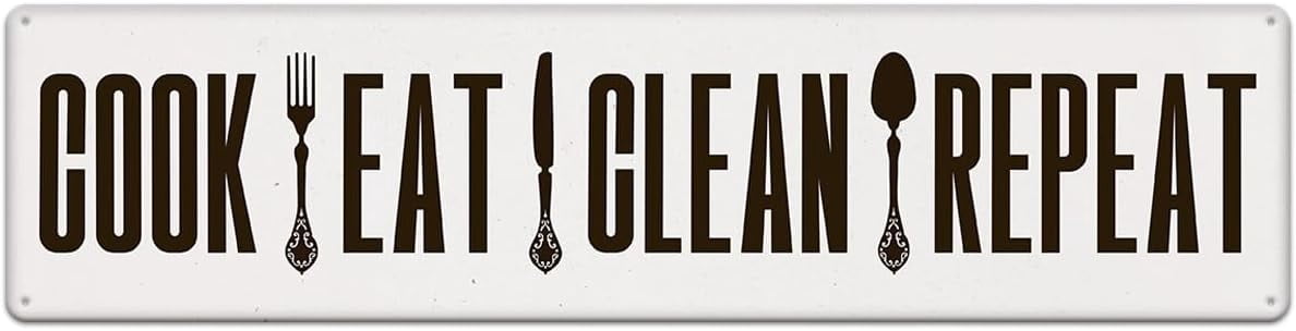 Cook Eat Clean Repeat Vintage Metal Tin Sign for Home Kitchen Farmhouse ...