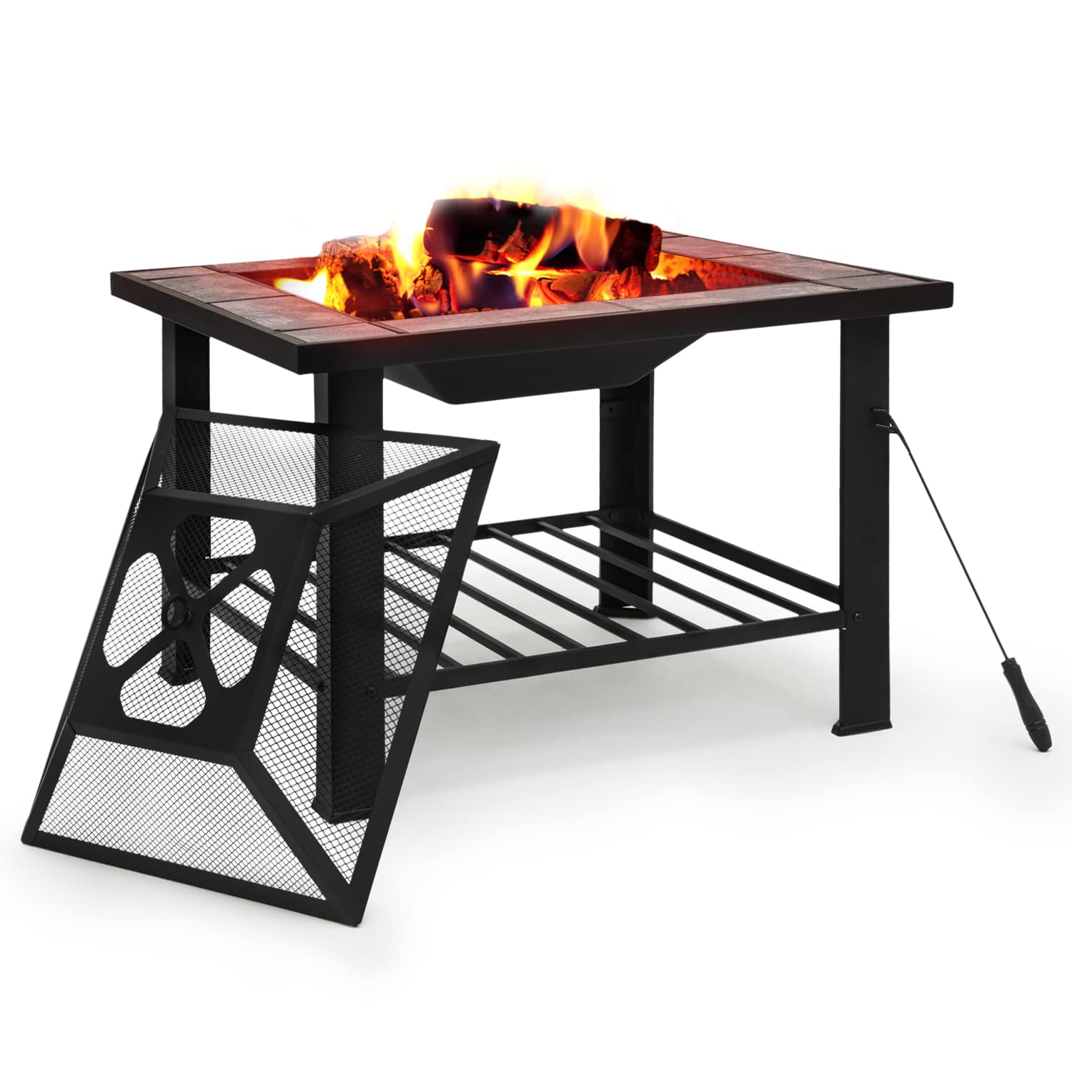 Cook Fire Pit Table, 30-Inch Wood Burning Outdside Firepit with Spark ...