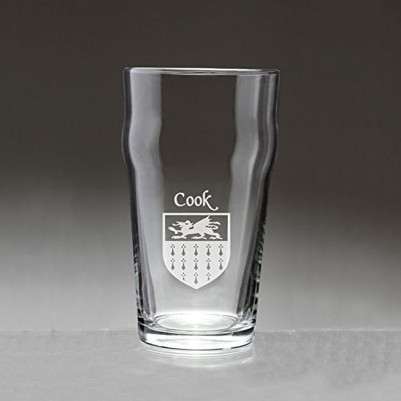 Cook Irish Coat of Arms Pub Glasses - Set of 4 (Sand Etched)