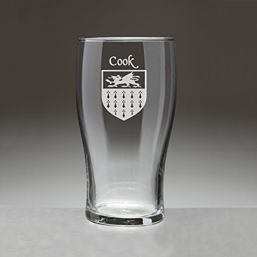 Cook Irish Coat of Arms Tavern Glasses - Set of 4 (Sand Etched)