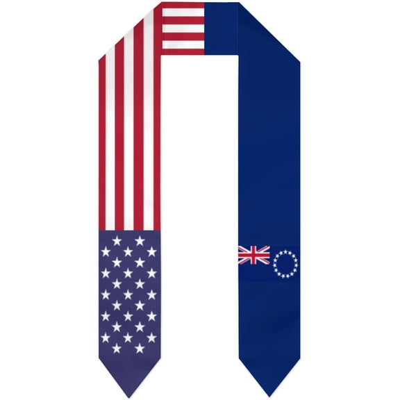 Cook Islands Mix USA United States Flag Graduation Stole For International Student Stole Pride Cheers Shawls