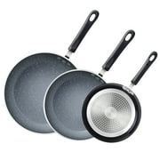 Cook N Home 02683 3 Pieces Frying Saute Pan Set with Non-stick Coating and Induction Compatible bottom, 8"/10"/12", Black