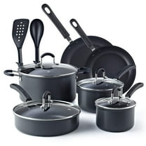 Cook N Home 12 Piece Nonstick Hard Anodized Cookware Set, Black