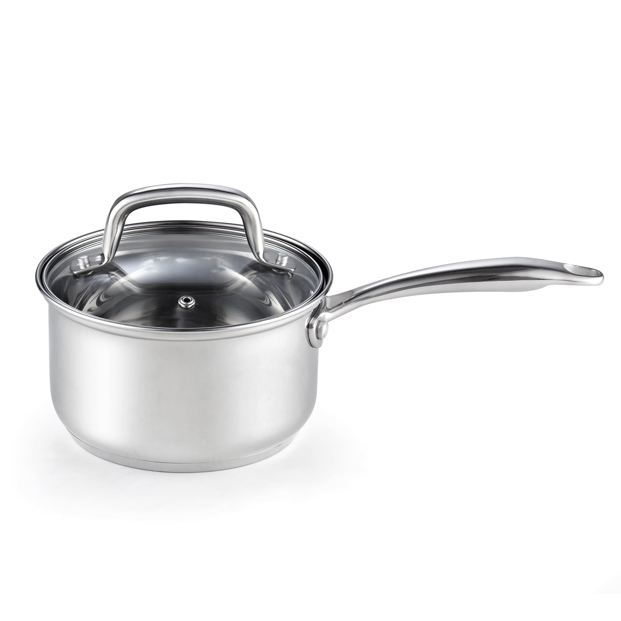 2-Quart Stainless Steel Saucepan with Glass Lid
