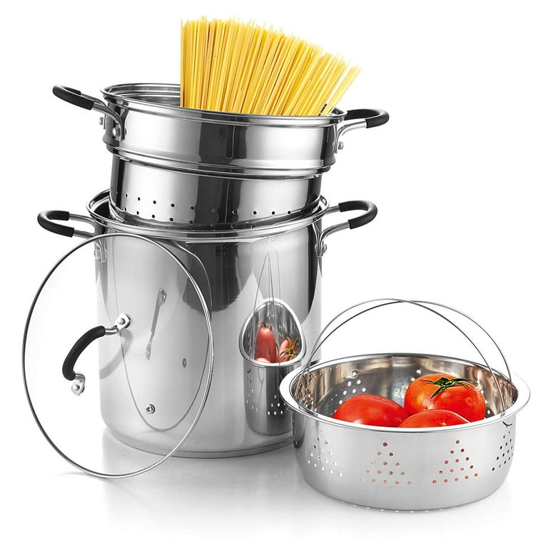 Cook N Home 4-Piece Stainless Steel Pasta Cooker Steamer Multipots, 12 Quart, Silver Cook N Home 4-Piece Stainless Steel Pasta Cooker Steamer Multipots, 12 Quart, Silver