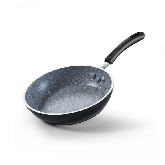 Cook N Home 8 Inch Nonstick Fry Pan, Skillet with Stay Cool Silicone Handle, Heavy Gauge Aluminum, Induction Compatible, Oven Safe, Easy Clean Frying Pan