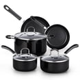 thumbnail image 1 of Cook N Home Professional Pots and Pans Kitchen Cookware Set - Includes Saucepans with Lid, Stockpot with Lid, Frying Pans, Heavy Nonstick, 8-Piece, Black, 1 of 7