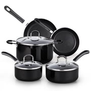Cook N Home Professional Pots and Pans Kitchen Cookware Set - Includes Saucepans with Lid, Stockpot with Lid, Frying Pans, Heavy Nonstick, 8-Piece, Black