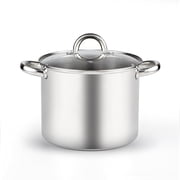 Cook N Home Basics 8 Quart Stainless Steel Stock Pot with Lid, Cooking Pot for Pasta, Soup, Sturdy Handle, Stockpot with Even Heating, Oven & Dishwasher Safe, Cookware for Canning, Boiling