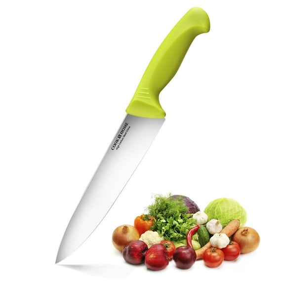 Cook N Home 8-inch Stainless Steel Chef Knife, High Carbon Stainless Steel Sharp Chefs Knife, Ergonomic Handle, Green