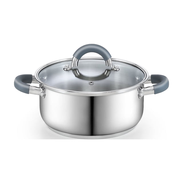 Cook N Home Basics 3 Quart Stainless Steel Stock Pot with Lid, Cooking ...