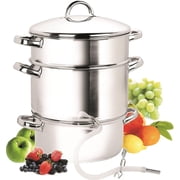 Cook N Home Basics 11 Quart Steam Canner Juice Extractor with Water / Cooking Pan, Mirror Satin Stainless Steel, Juice Pan, Strainer/Loading Pan, Lid, and Hose with Clamp