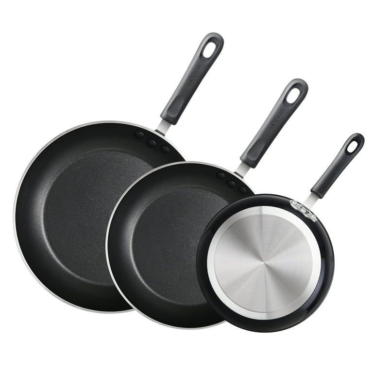 Cook N Home Nonstick Saute Skillet Fry Pan 3-Piece Set, 8 inch/9.5-Inch/11-inch, Black