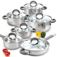 thumbnail image 1 of Cook N Home Basics Stainless Steel Cookware Sets, Pots and Pans Set with Stay-Cool Handle, Induction Compatible, Dishwasher and Oven Safe, 12-Piece, 1 of 8