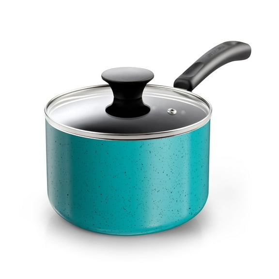 Cook N Home Non Stick Sauce Pan, 3 Quarts Saucepan with Glass Lid, Nonstick Small Multi-purpose Pot, Milk Chocolate Aluminum Cooking Pot Pan with Stay-Cool Handle, Turquoise