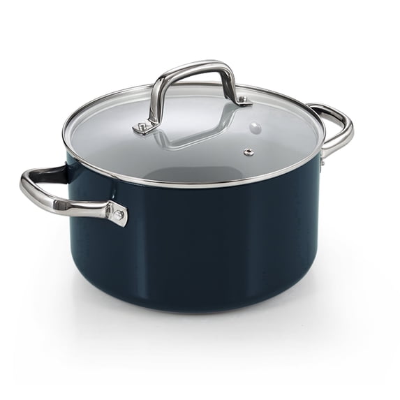 Cook N Home Classic 6 Quart Ceramic Nonstick Stock Pot with Lid, Induction Cookware, Stockpot for Cooking, Canning, Sauce, Ollas para Cocina, Blue