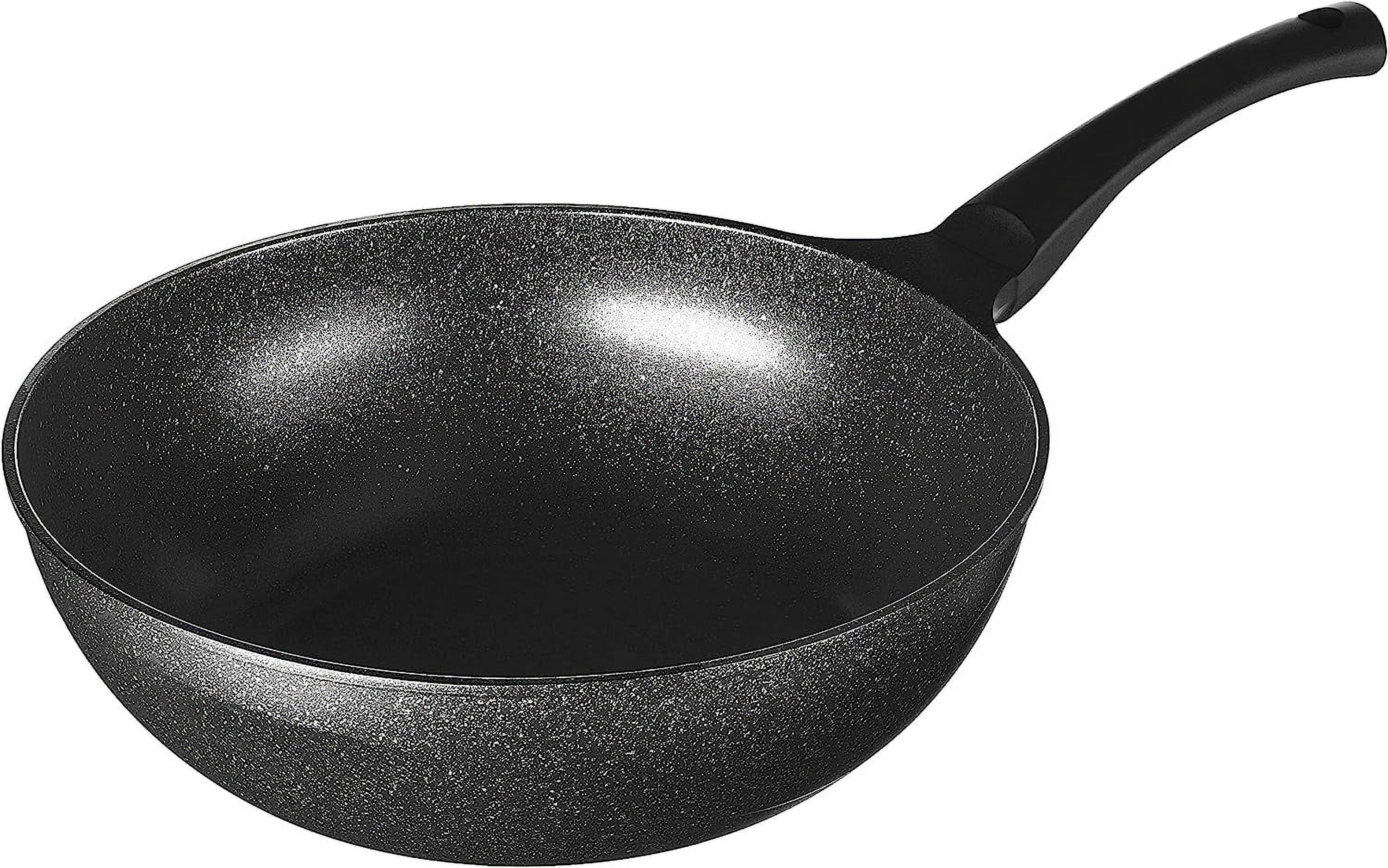 Ceramic Wok With Lid Durable Stone Frying Wok All In 1 Flat Bottom