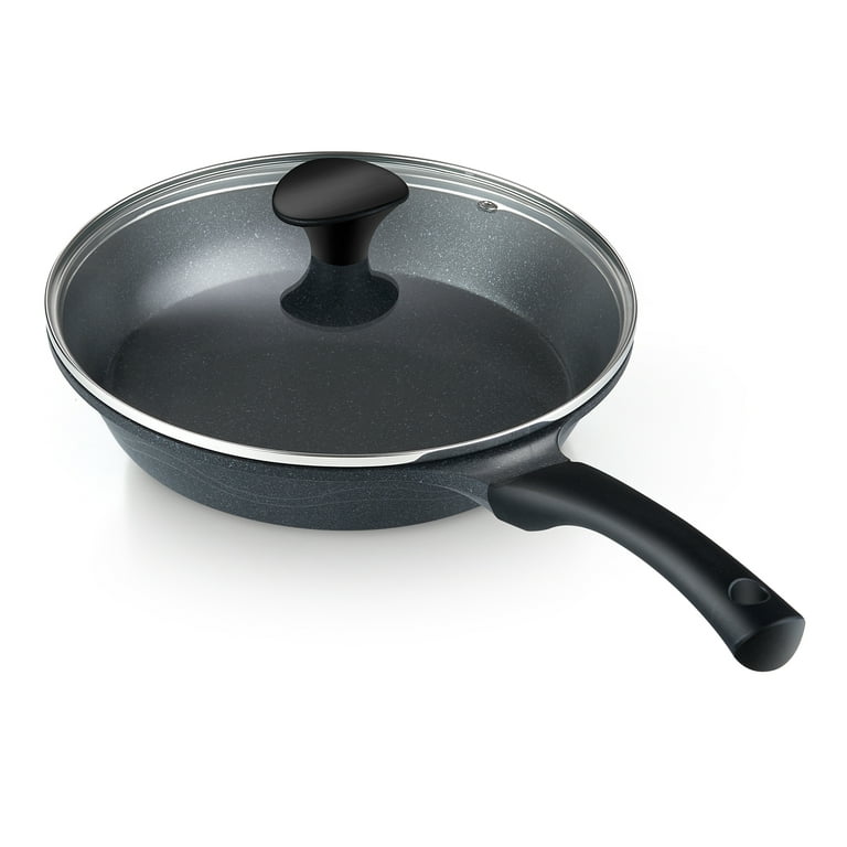 SENSARTE Nonstick Deep Frying Pan Skillet, 10-Inch Saute Pan with Lid,  Stay-Cool