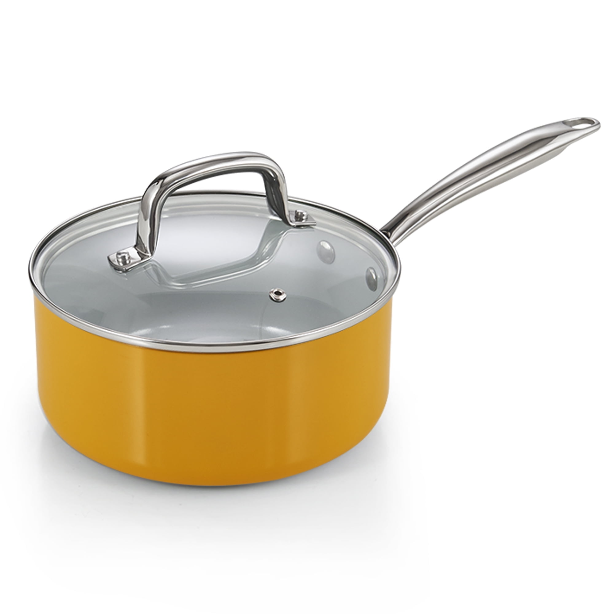 BRA COOKWARE Efficient Pro Cast Aluminum Sauce Pan | 1.13 Qt, 6.3" Diameter With Glass Lid | PFOA-Free Non-Stick, All Heat Sources