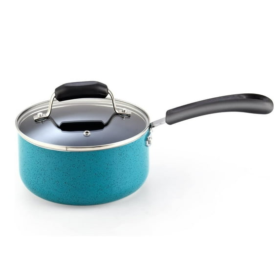 Cook N Home Nonstick Saucepan with Glass Lid 2.5 qt, Non-Stick Cookware Sauce Pan Multi-Purpose Cooking Pot, Induction Compatible, Turquoise