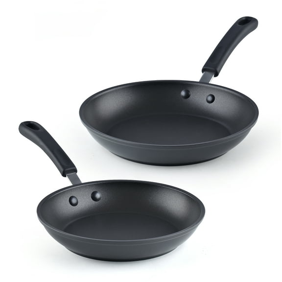 Cook N Home Nonstick Sauté Fry Pan Professional Hard Anodized (8 and 9.5 inch) 2 Piece Skillets Cookware Sets, Black