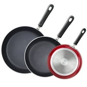 Cook N Home Nonstick Saute Fry Pan Set, 8, 9.5, and 11-Inch Kitchen Cooking Frying Saute Pan Skillet, Induction Compatible, Marble Red, 3-Piece