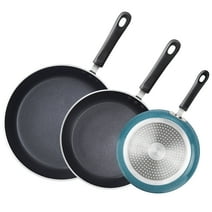Cook N Home Nonstick Saute Fry Pan Set, 8, 9.5, and 11-Inch Kitchen Cooking Frying Saute Pan Skillet, Induction Compatible, Turquoise, 3-Piece