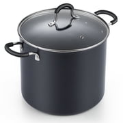 Cook N Home Professional 10 Quart Nonstick Stock Pot, Soup pot with Lid, Hard Anodized Soup Pot with Stay-Cool Handles, Cooking Pot for Seafood Boil, Crab, Pasta, Oven Safe, Black