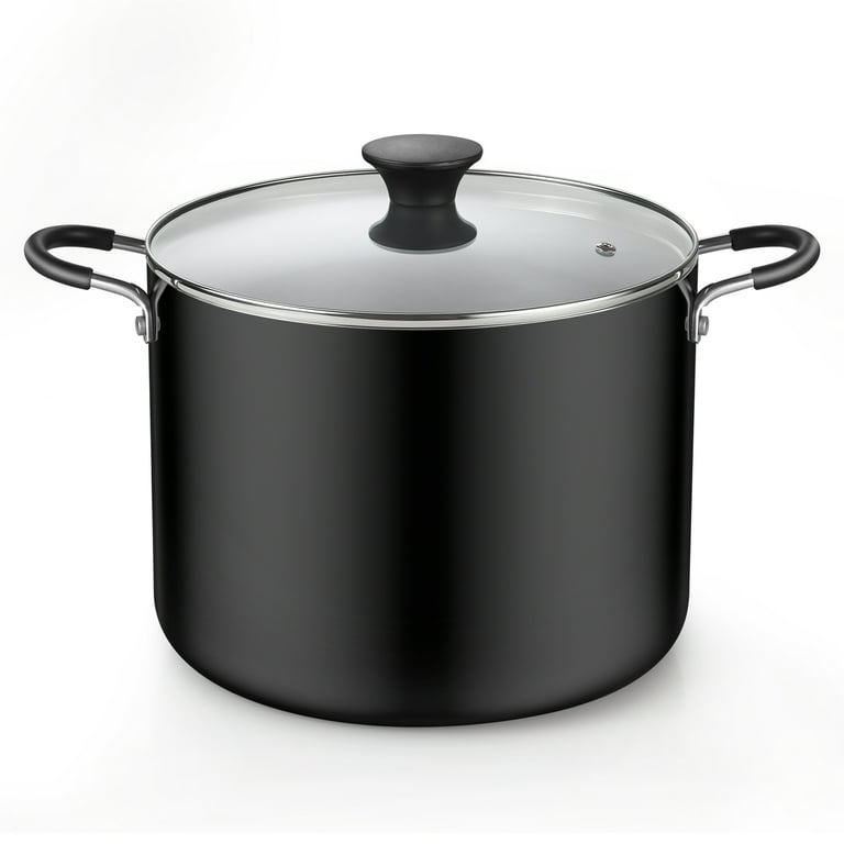 HexClad Hybrid Nonstick 10-Quart Stockpot with Tempered Glass Lid