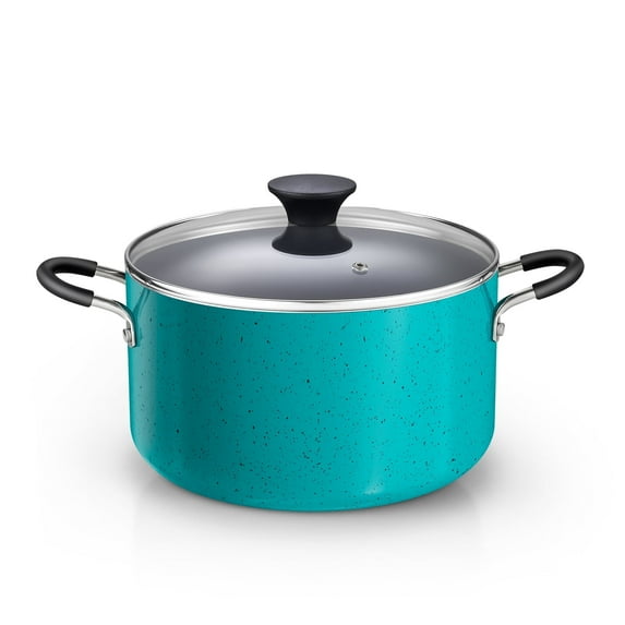 Cook N Home Nonstick Stockpot with Lid 6-Quarts, Professional Cooking Soup Pot, Casserole Cookware, Turquoise
