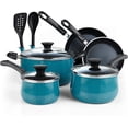 thumbnail image 1 of Cook N Home Professional Pots and Pans Nonstick Cookware Set, Belly Shape Kitchen Cooking Set with Frying Pans and Saucepans, Induction Compatible, 10-Piece, Turquoise, 1 of 9