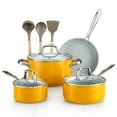 thumbnail image 1 of Cook N Home Pots and Pans Set Non Stick, 10-Piece Hard Anodized Nonstick Healthy Ceramic Cookware Set, Induction Cookware Cooking Set with Stay-Cool Handles, Nylon Kitchen Utensils, Oven Safe, Yellow, 1 of 7