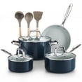 thumbnail image 1 of Cook N Home 10 Pcs Ceramic Pots and Pans Cookware Set, Non Stick & Non-Toxic Health Kitchen Cook Ware Sets, Blue, 1 of 7