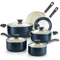 thumbnail image 1 of Cook N Home Basics Ceramic Nonstick Pots and Pans Cookware Set, Dutch Ovens and Saucepans with Glass Lid, Frying Pans without Lid, Not Induction, 10-Piece, Blue, 1 of 7
