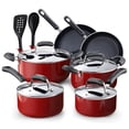 thumbnail image 1 of Cook N Home Professional Pots and Pans Nonstick Cookware Set, Kitchen Cooking Set with Frying Pans and Saucepans, Induction Compatible, 12-Piece, Red, 1 of 9
