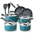 thumbnail image 1 of Cook N Home Pots and Pans Nonstick Cookware Set 12-Piece, Kitchen Cooking Set with Frying Pans and Saucepans, Induction Compatible, Turquoise, 1 of 9