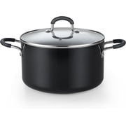 Cook N Home Professional 6 Quart Nonstick Stock Pot with Lid, Cooking Pot with Silicone Handle,Stockpot with Even Heating, Heavy Gauge Aluminum Induction Cookware, Black/ Marble