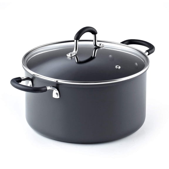 Cook N Home 6 Quart Nonstick Stockpot With Lid , Professional Hard Anodized Casserole Dutch Oven, Oven Safe