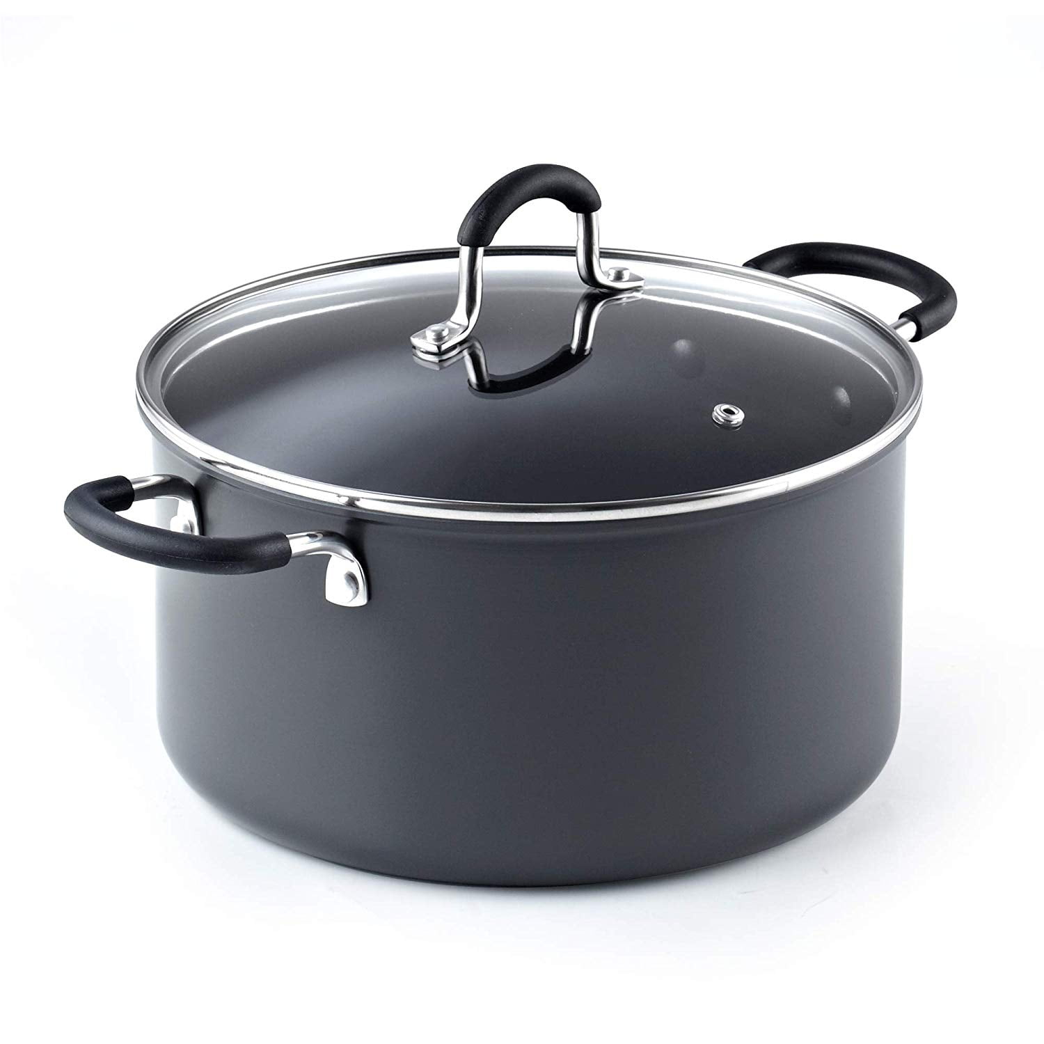 Cast Iron Dutch Oven with Lid – Non-Stick Ovenproof Enamelled Casserole Pot – Sturdy Dutch Oven Cookware – Black, 6.4-Quart, 28cm – by nuovva