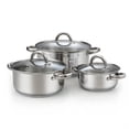 thumbnail image 1 of Cook N Home Basics Stainless Steel Pots Set, 1.5 & 3 Qt Sauce Pots with Lid, 5.5 Qt Dutch Oven Stockpot, Induction Compatible, Dishwasher & Oven Safe, Riveted Handles, 6-Piece, 1 of 9
