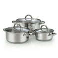 thumbnail image 1 of Cook N Home Sauce Pot Stainless Steel Stock Pot with Glass Lid, Basic Saucier Casserole Pan Set, 6-Piece, 1 of 9