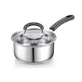 thumbnail image 1 of Cook N Home Professional 1 Quart Stainless Steel Saucepan with Lid, Small Kitchen Induction Cooking Sauce Pot Pan, Stay-Cool Silicone Handle, Dishwasher Safe, 1 of 6