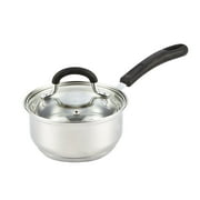 Cook N Home Saucepan Sauce Pot with Lid 1 Quart Professional Stainless Steel, Stay Cool Handle, silver