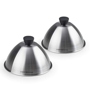 Cook N Home Stainless Steel Lid Griddle Accessories - 6 inches Round Basting Cover Cheese Melting Dome and Steaming Cover - Best for Use in Flat Top Griddle Grill Cooking Indoor or Outdoor, 2 Pack