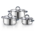 thumbnail image 1 of Cook N Home Basics Stainless Steel Cookware Set with Glass Lids, Heavy Duty Pots and Pans Set, Stay-Cool Silicone Handles, Induction Compatible, 6-Piece, 1 of 9