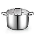 thumbnail image 1 of Cook N Home Stainless Steel Stockpot 8 Quart, Tri-Ply Clad Stock Pot with Glass Lid, Silver, 1 of 7