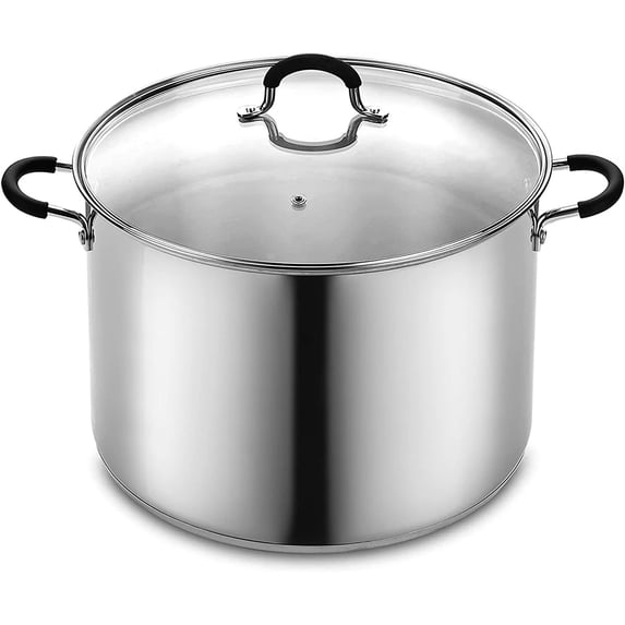 Cook N Home Professional 24 Quart Stainless Steel Stock Pot with Lid, Large Pot with Stay-Cool Handles, Stockpot for Pasta, Spaghetti, Heavy Duty Deep Cookware Soup Pot, Dishwasher Safe