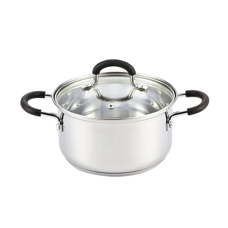 Cook N Home Professional 3 Quart Stainless Steel Stock Pot with Lid, Cooking Pot with Stay-Cool Handles, Stockpot for Pasta, Spaghetti, Compatible with Most Stovetops, Dishwasher Safe