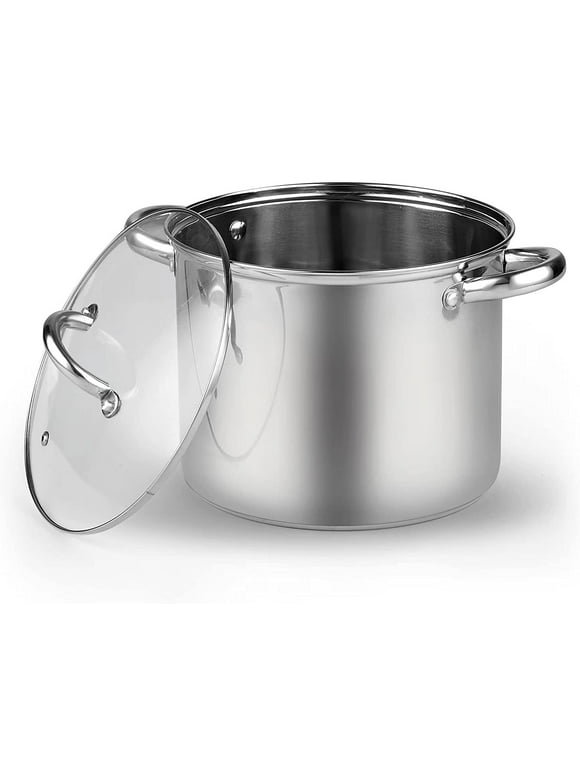 Cook N Home Stockpot with Lid, Basic Stainless Steel Soup Pot, 12-Quart