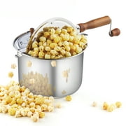 Cook N Home Stovetop Popcorn Popper with Crank, 6-Quart Stainless Steel Popcorn Pot, Silver